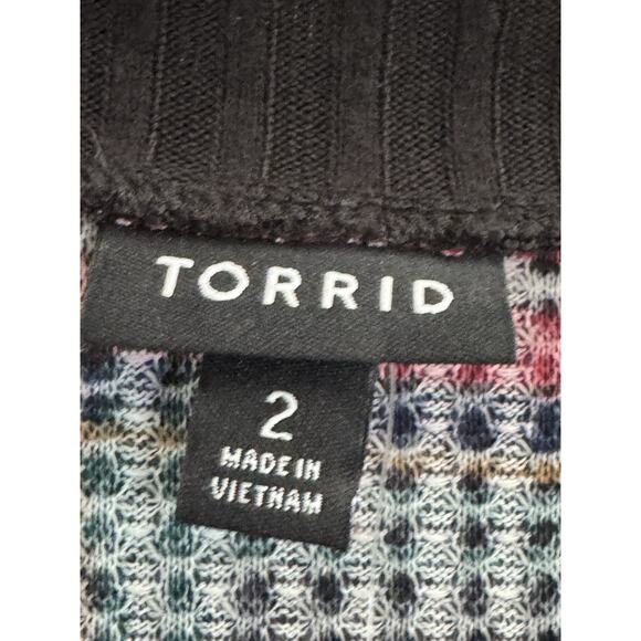 Torrid Size 2 Plaid Surplice Top Waffle Knit Holiday Drop Shoulder #5761 - Picture 13 of 16